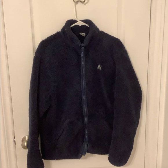 Reebok blue fuzzy zip up sweater - Picture 1 of 3